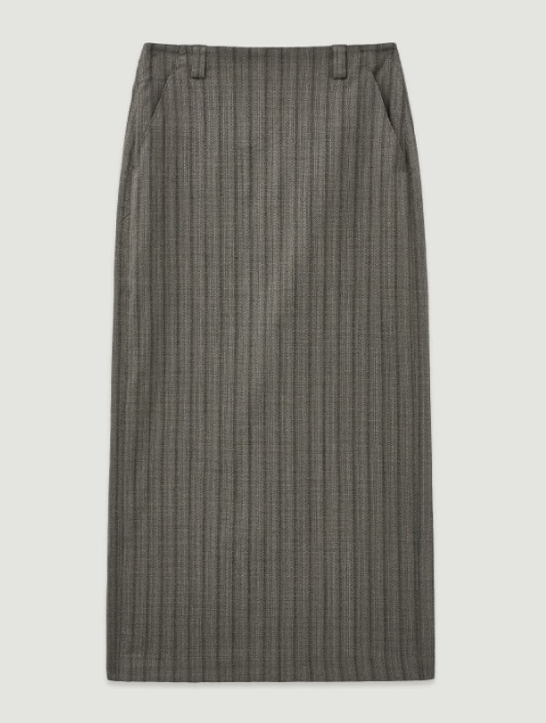 엘무드  버티컬 맥시 스커트 스트라이프 브라운 36사이즈 상품이미지2