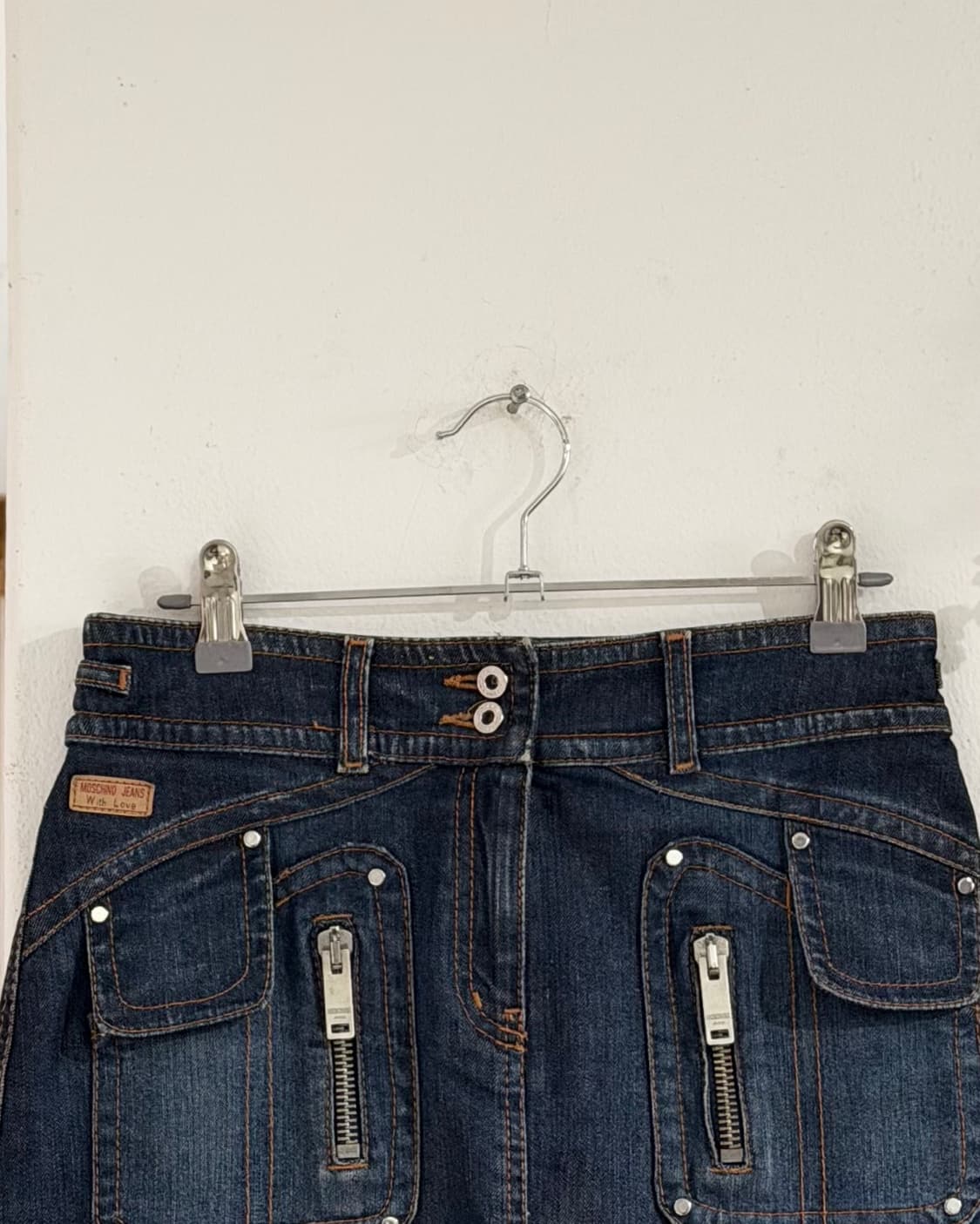 모스키노 진스 데님 포켓 더블버튼 미니 스커트 상품이미지2