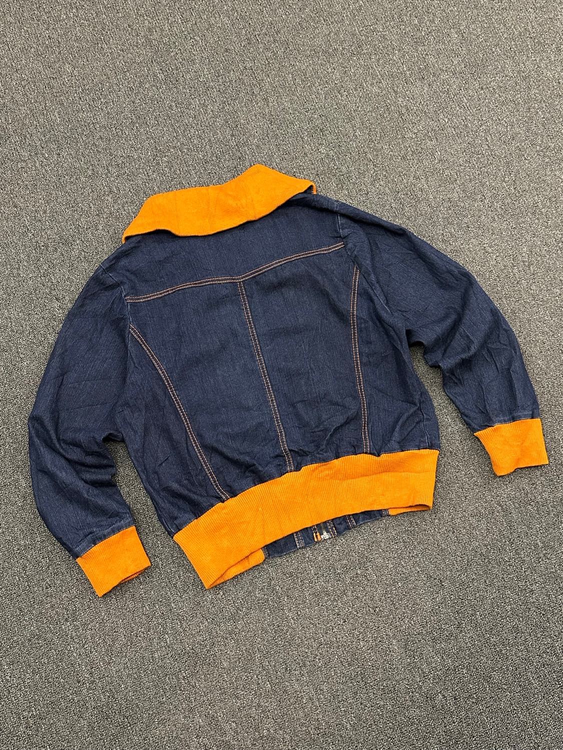 OS)Sweet Vibes 빈티지 배색 하이넥 집업 데님자켓 상품이미지3