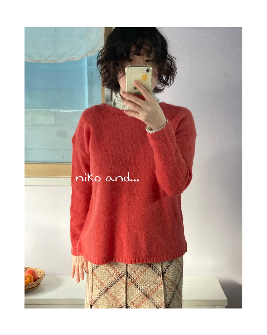 니코앤드 코랄색 울100 니트 상품이미지1