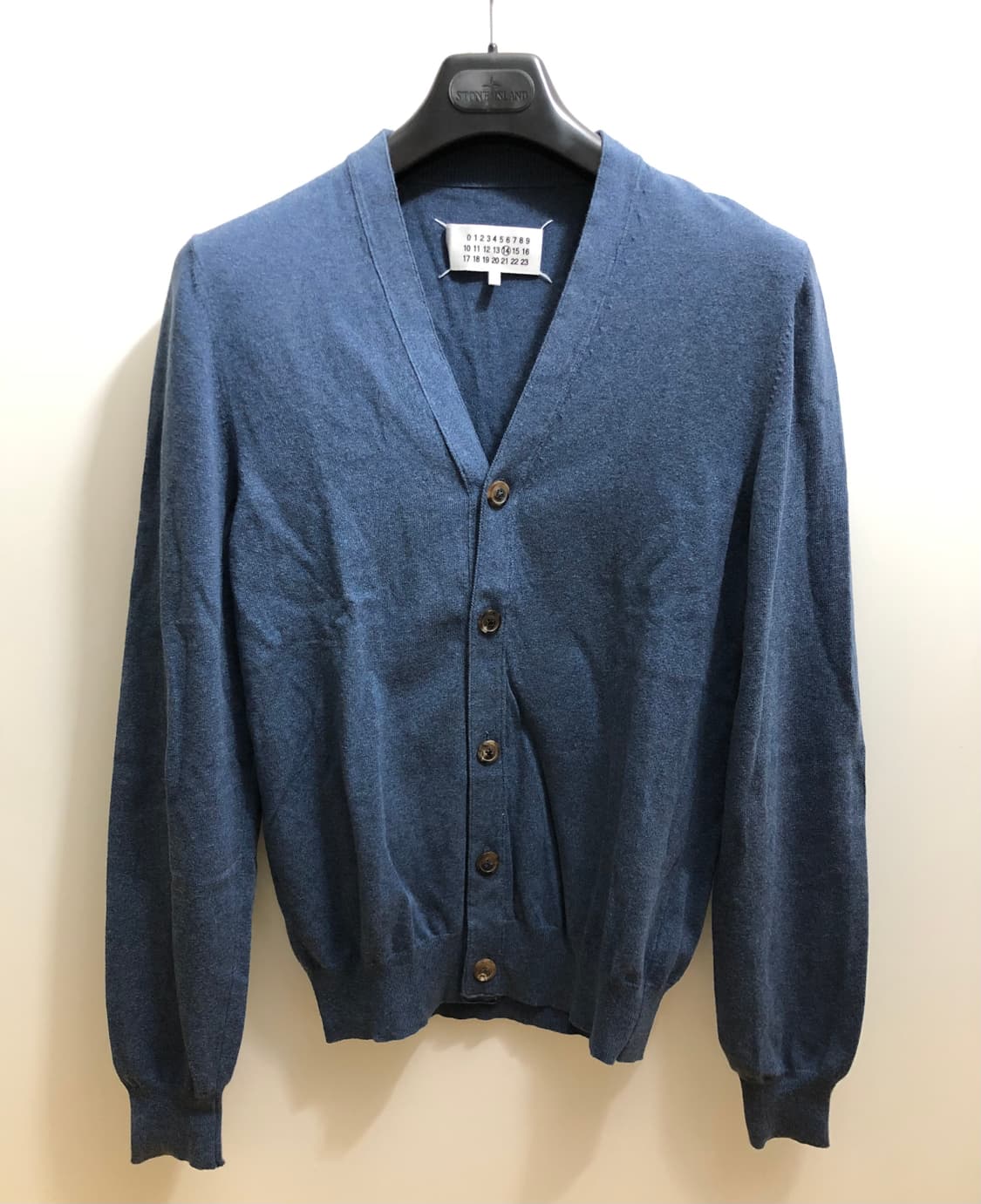 [S] 마르지엘라 엘보우 패치 코튼 가디건 블루 상품이미지1