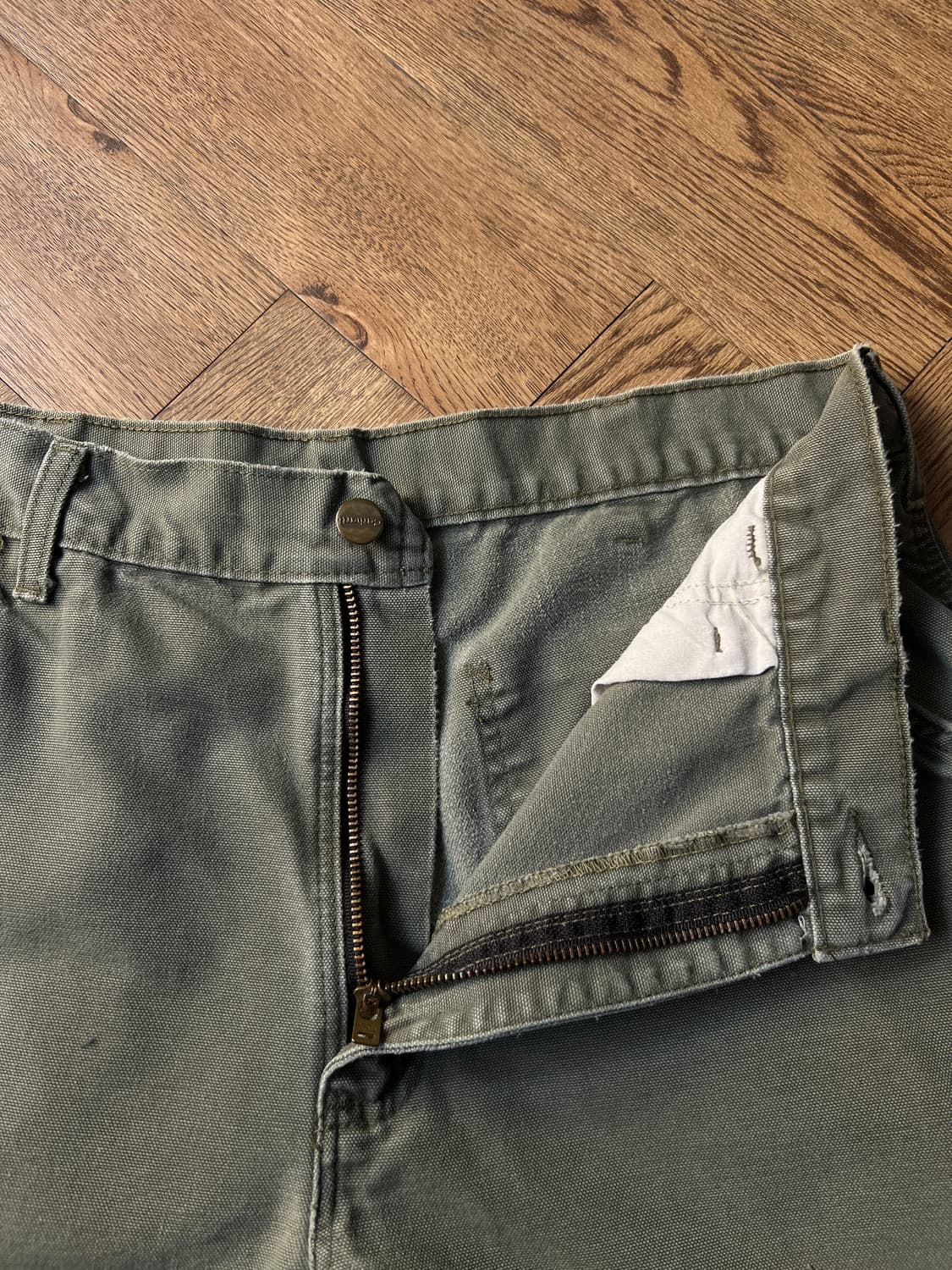 [34]칼하트 USA 빈티지 워싱 모스그린 싱글니 카펜터 워크 팬츠 상품이미지3