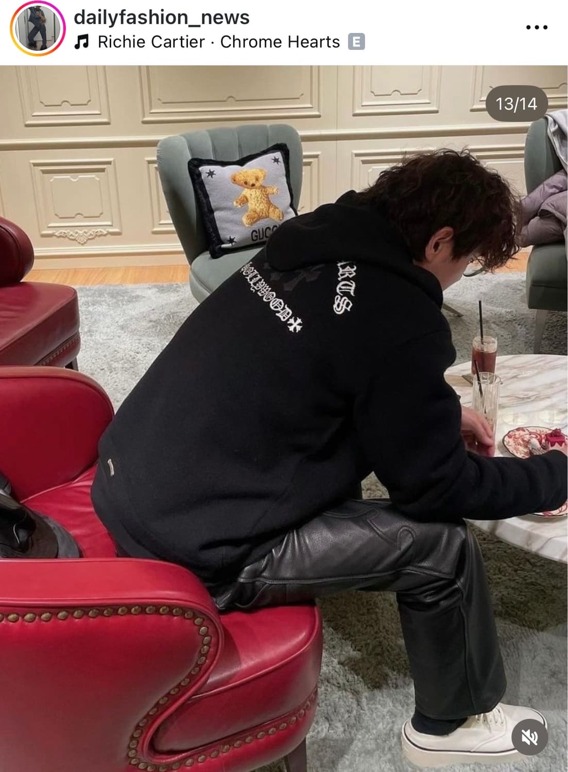 크롬하츠 레더패치 세메터리 캐시미어 후드집업 L 상품이미지2