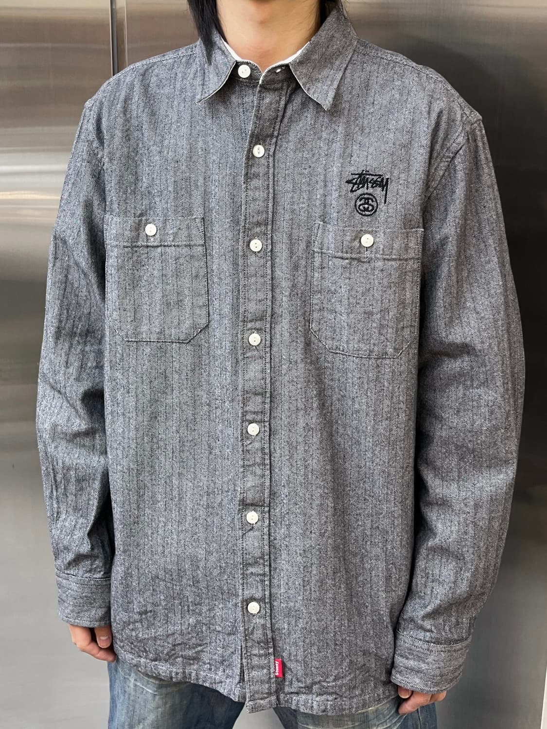 스투시 2000s SS 링크스탁로고 워크셔츠 상품이미지1