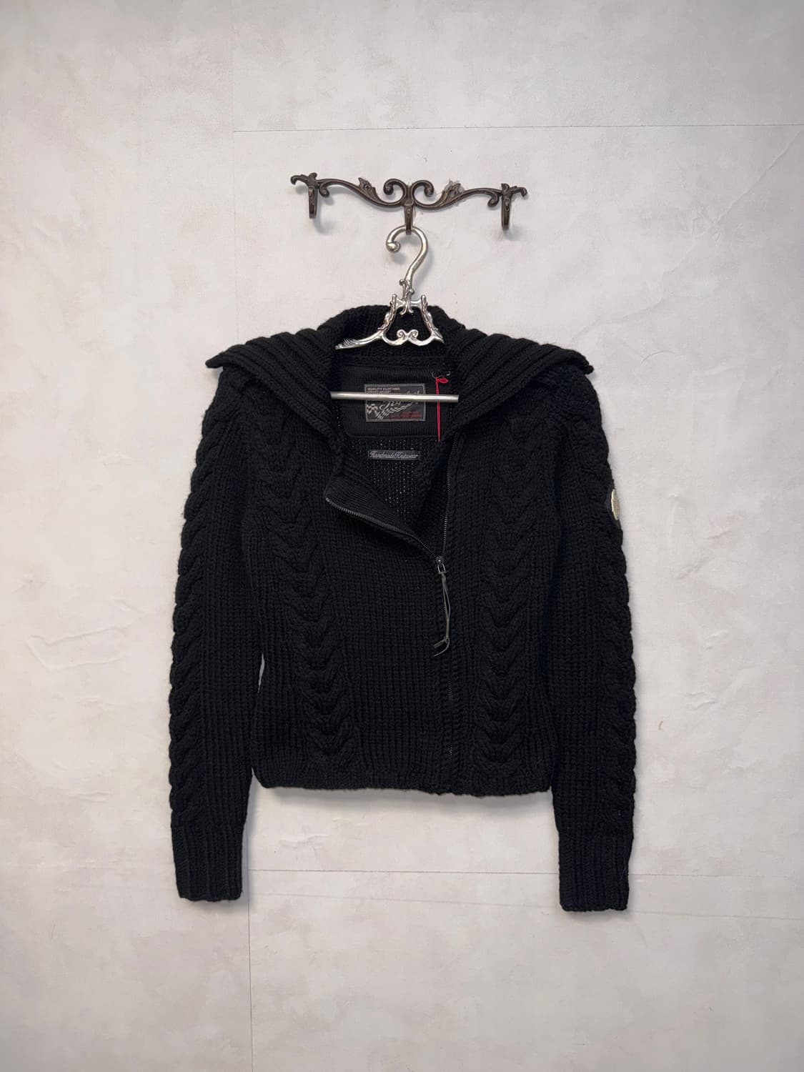 Replay black wool twist knit zipup (새제품) 상품이미지1