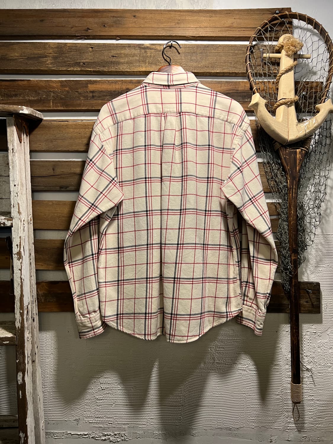 [M]90's 폴로 랄프로렌 스포츠 화이트 체크 플란넬 셔츠 상품이미지7