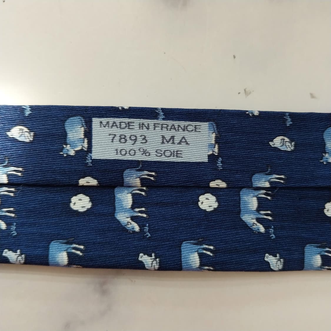 에르메스 네이비 동물 모티브 넥타이 9.5cm A+~A등급 K2467
 상품이미지9