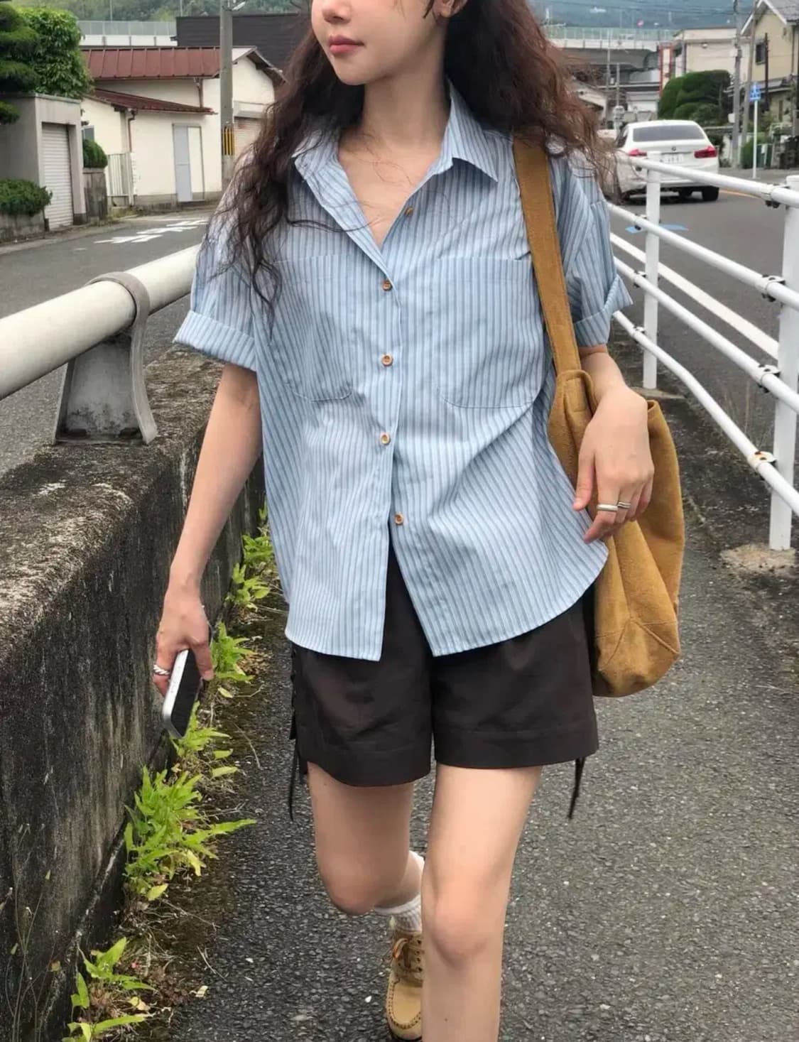 스프링콤마 제작상품 옆라인 리본끈 브라운 숏팬츠(택ㅇ) 해 상품이미지7
