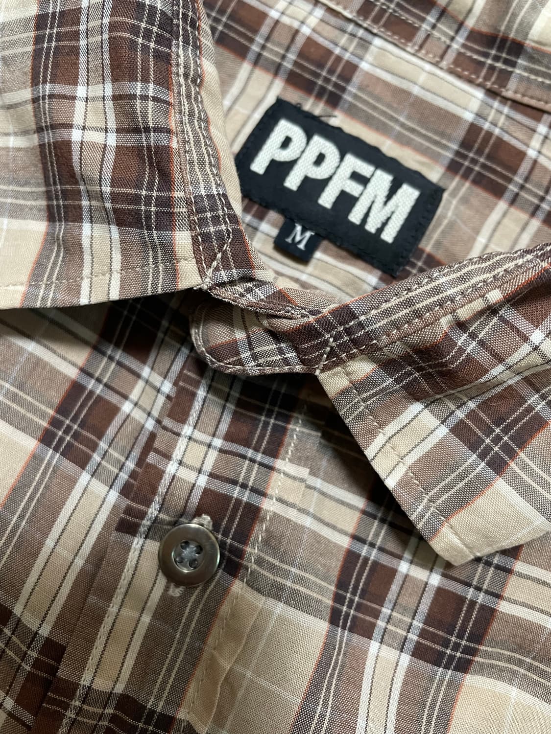     ppfm빈티지 브라운 체크 와이어 카라 셔츠 상품이미지2