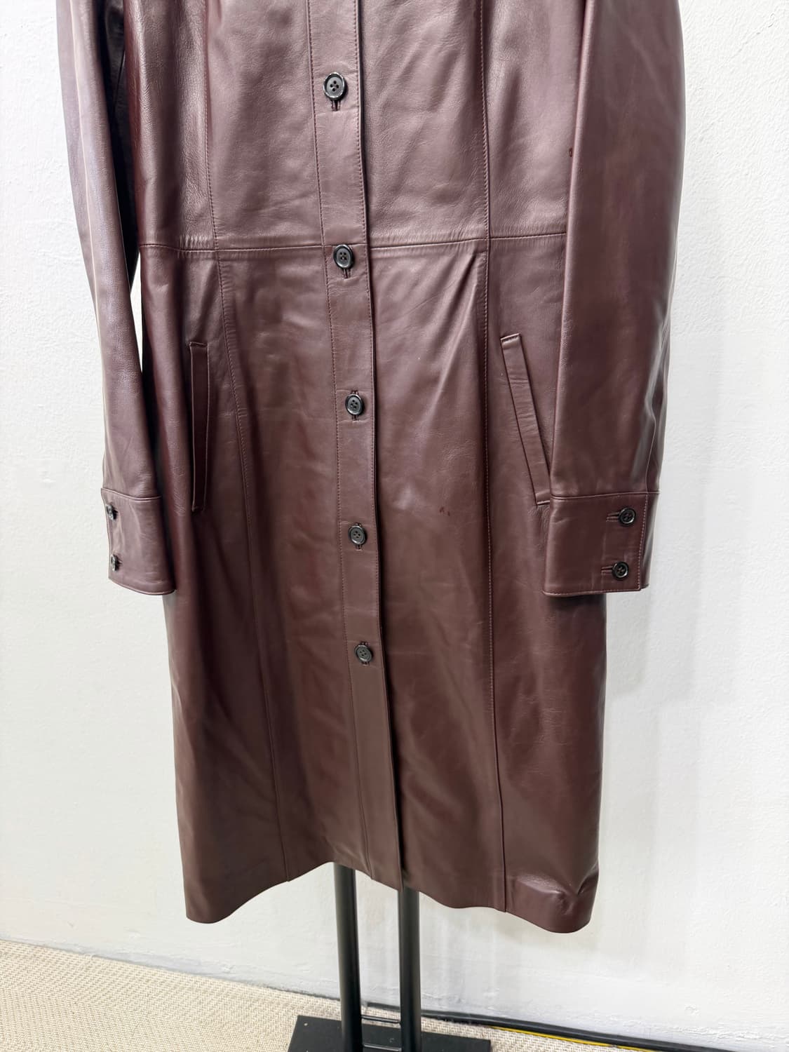 정품) 시스템 한섬 롱 가죽자켓 82 상품이미지4