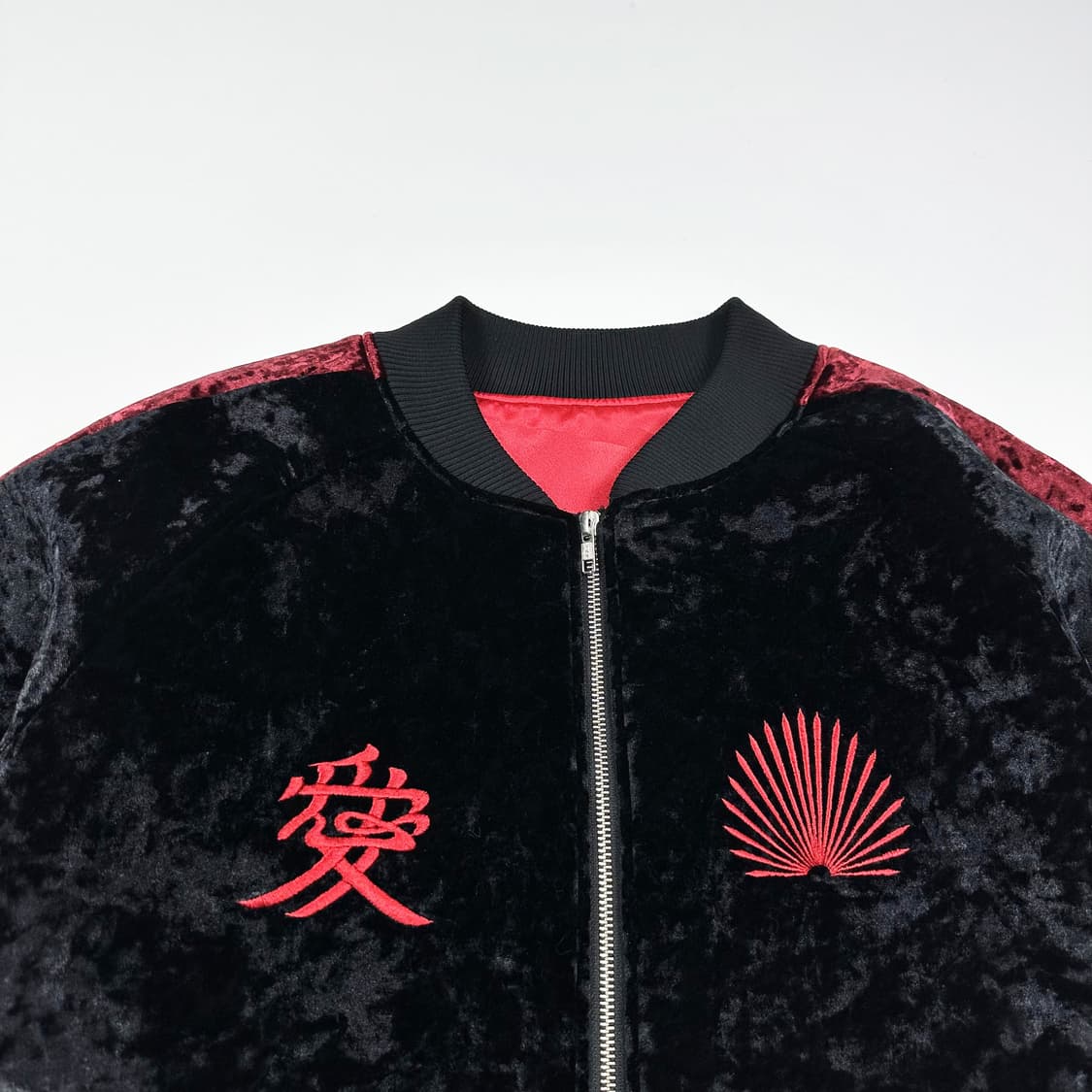 VTG 빈티지 블랙 자수 봄버 스카잔자켓 (L) 상품이미지1