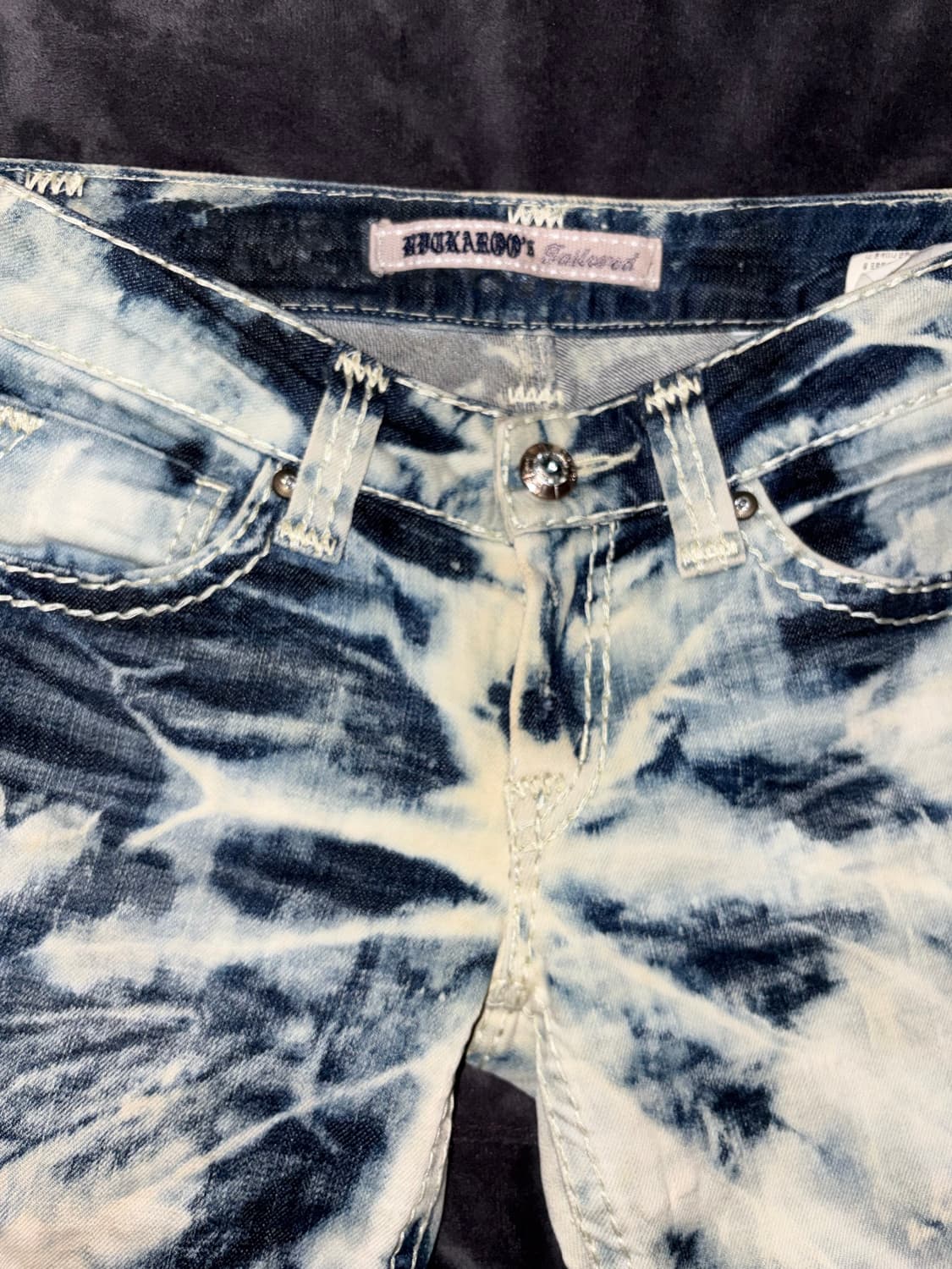 BUCKAROO y2k깔 로우 마블링 은장 고딕 빈티지 데님 디스트로이진 상품이미지6