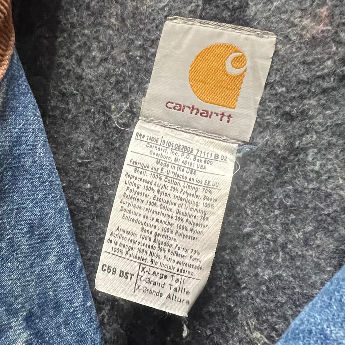 USA 칼하트 C59 DST 블랑켓 데님 초어 워크 자켓 XL TALL 상품이미지5