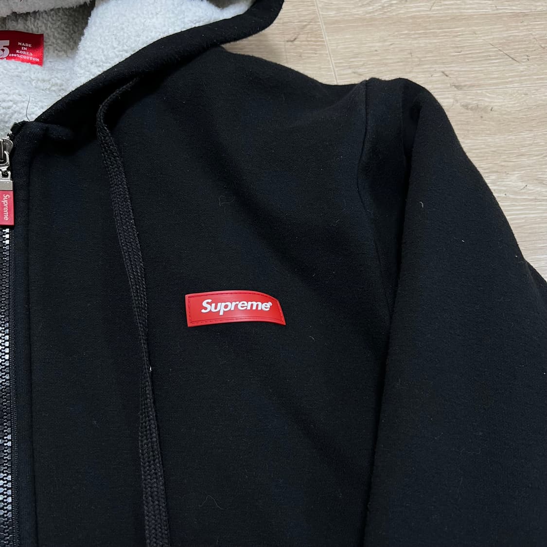 슈프림 25주년 박스로고 이너플리스 안감 후드집업 [블랙] XL/105 상품이미지4