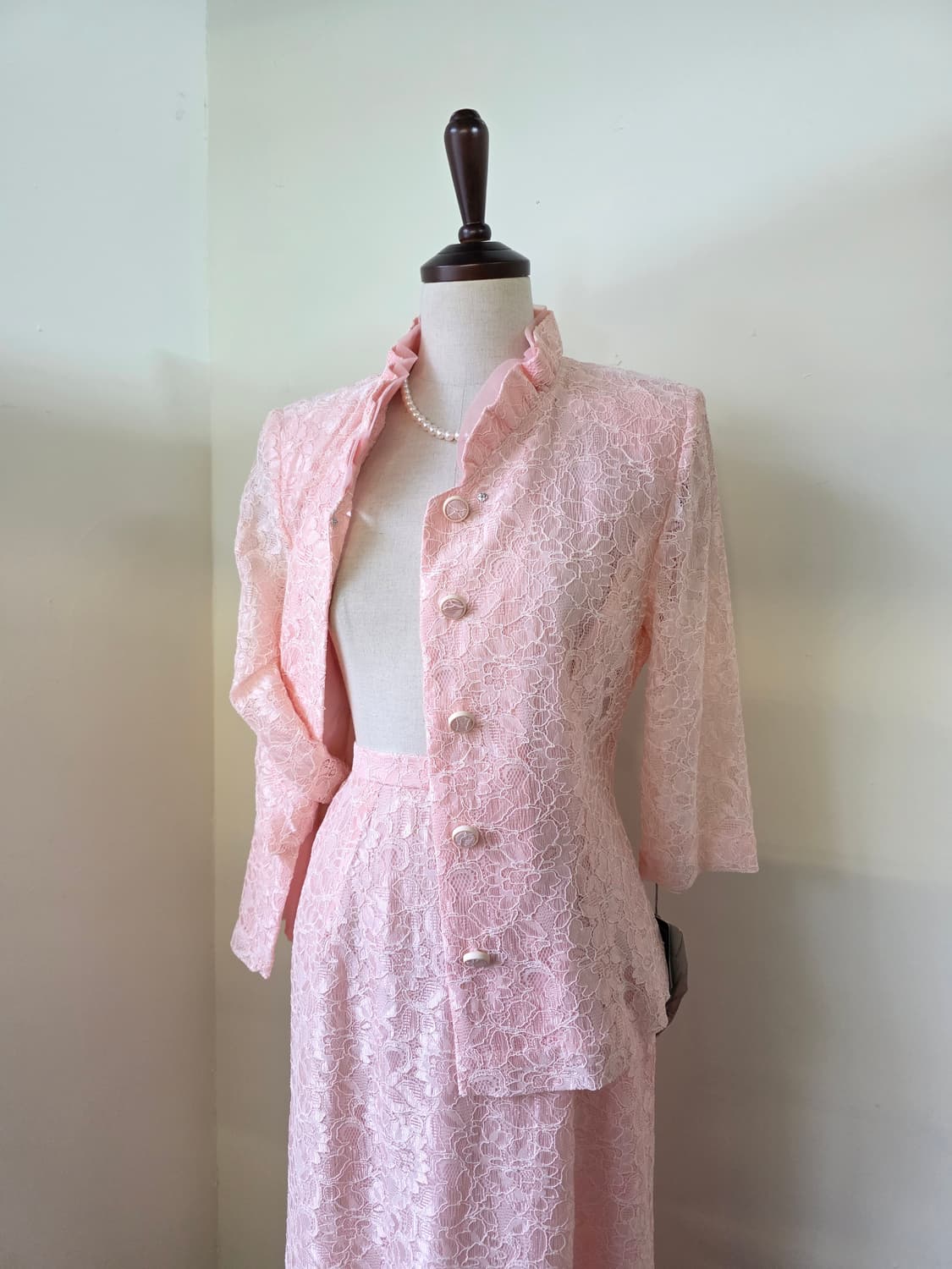 미착용 새상품 오간자 프릴 레이스 셋업 상품이미지1