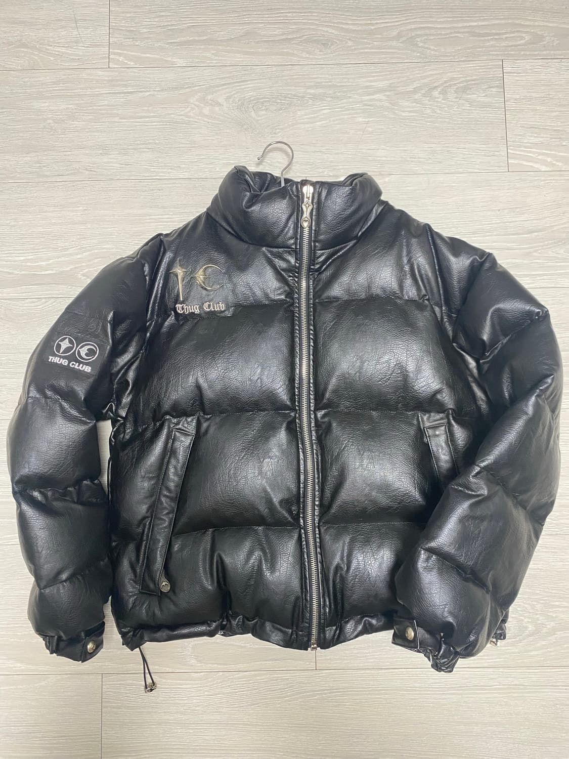 (1)떠그클럽 레더패딩 블랙 상품이미지1