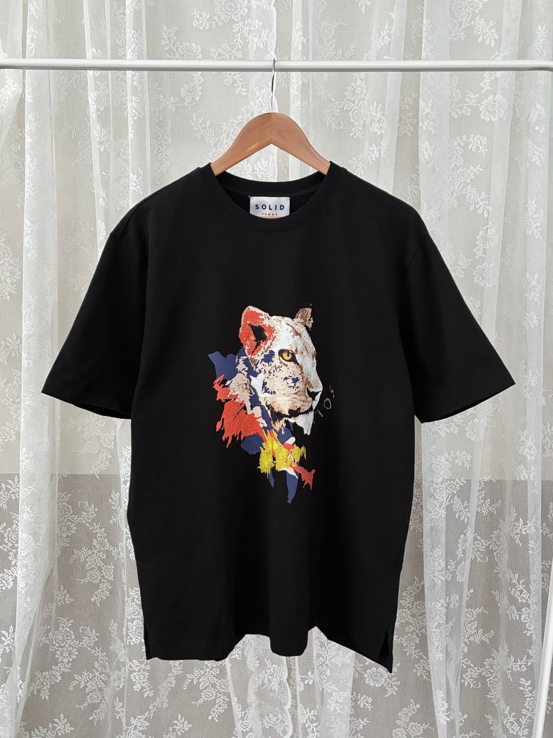 50) 솔리드 옴므 21ss 그래픽 반팔 티셔츠 블랙 상품이미지1