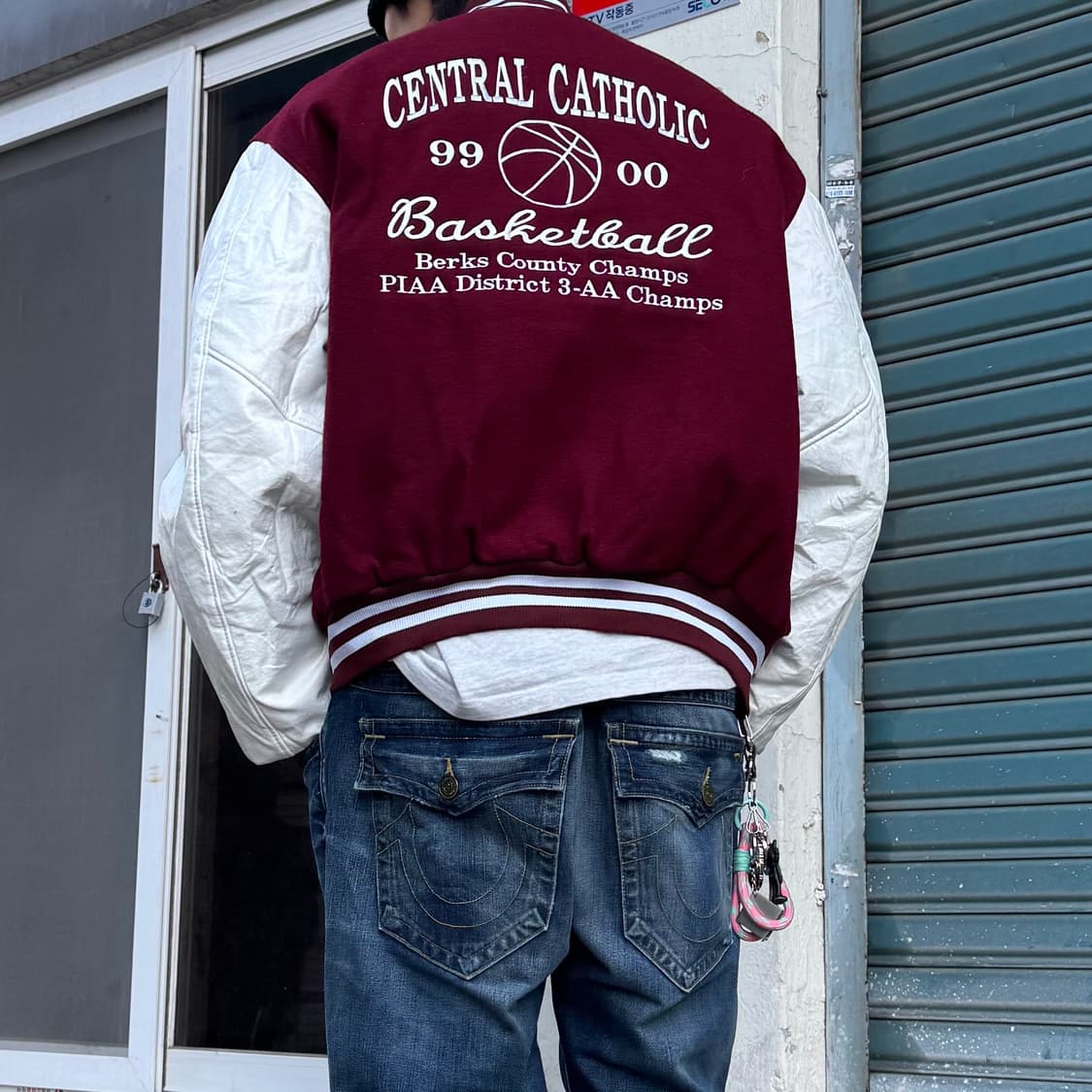 90‘s vtg 버건디 바시티자켓 상품이미지4