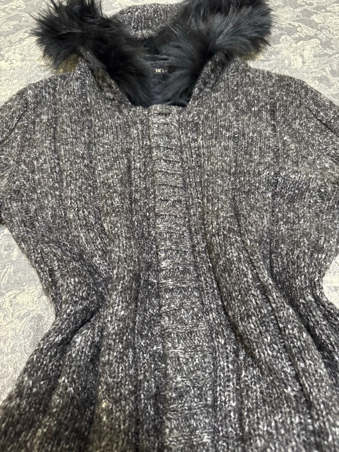 fur hood long knit zip up 상품이미지5