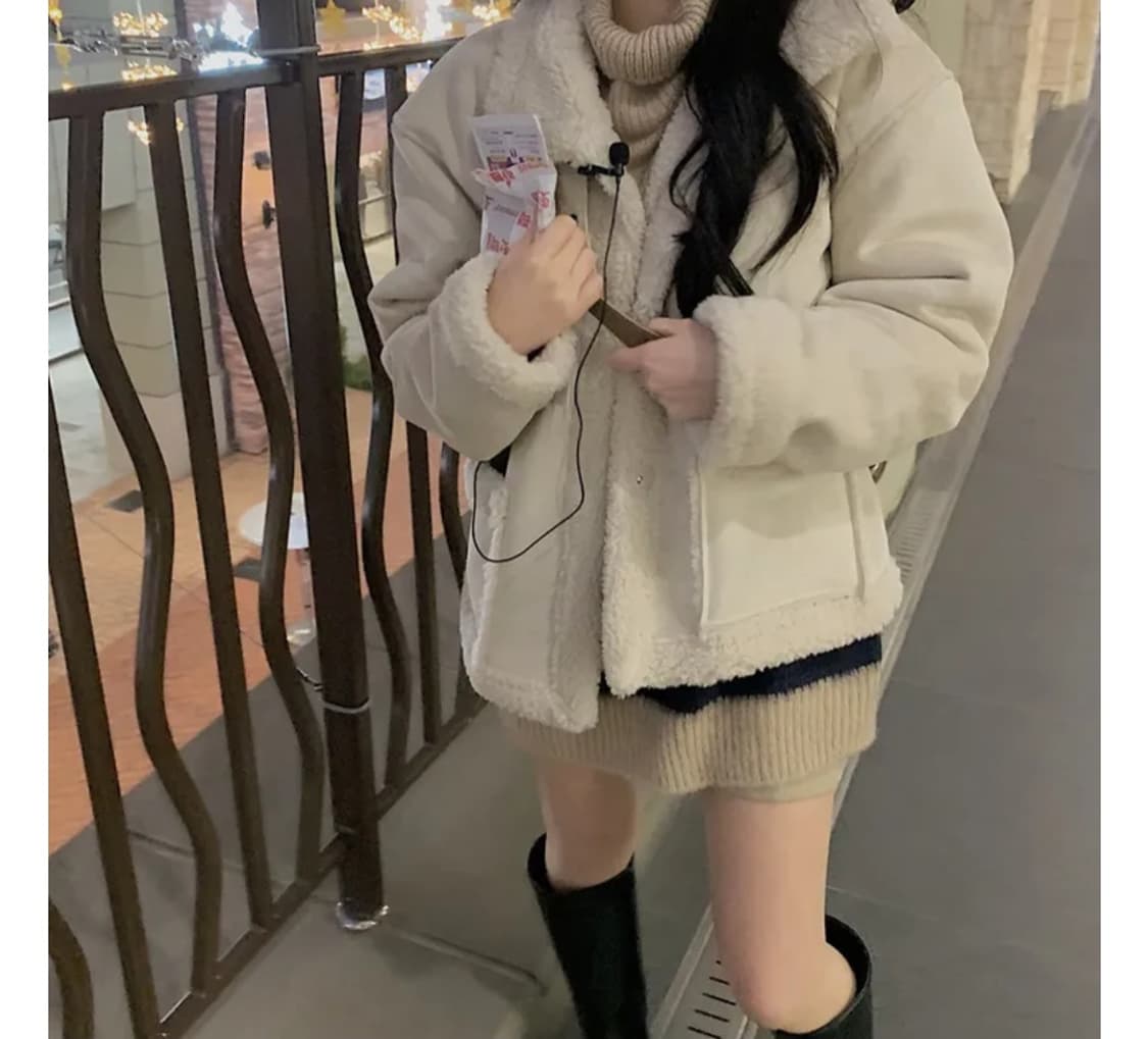 스웨이드 크림 무스탕 에덴 겨울 아우터 상품이미지1