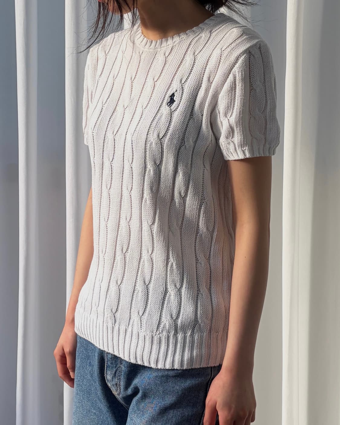 [S]폴로 랄프로렌 피마코튼 케이블 반팔 니트 상품이미지3