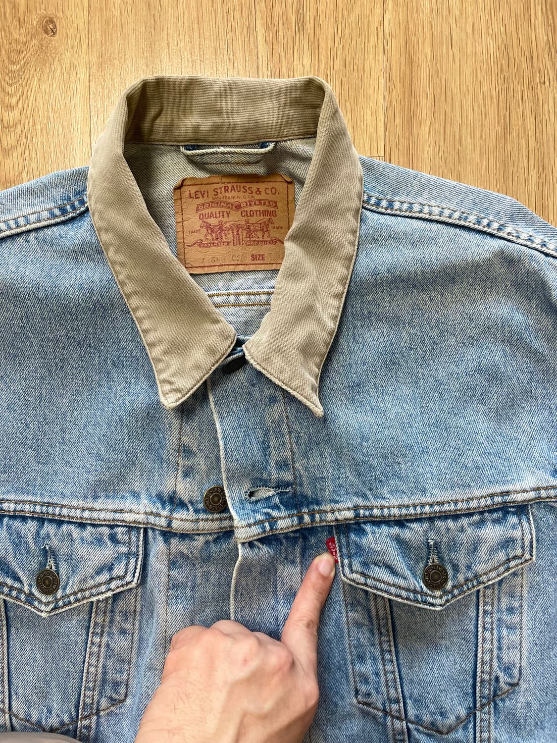 택포) 국내유일 90s USA 리바이스 코듀로이 카라 데님 트러커 자켓 상품이미지2