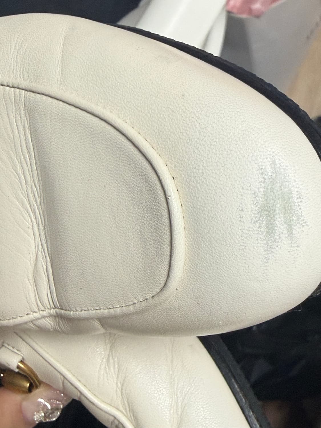 구찌 화이트 레더 금장 홀스빗 프린스타운 뮬 상품이미지5