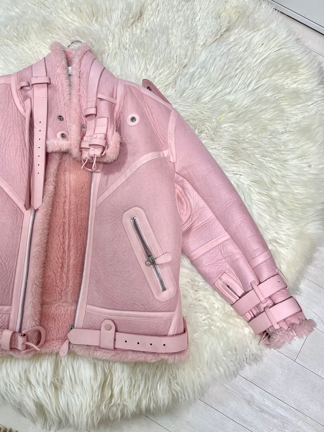 핑크 무스탕 탑드레싱 무스탕 상품이미지3