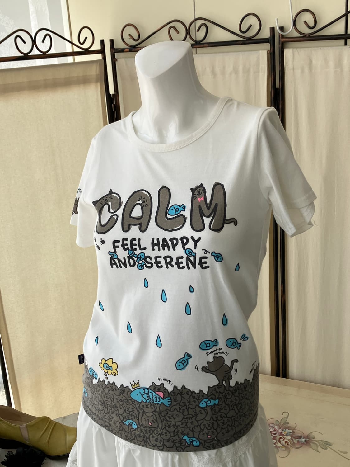 quirky cat printing half t-shirt 상품이미지1