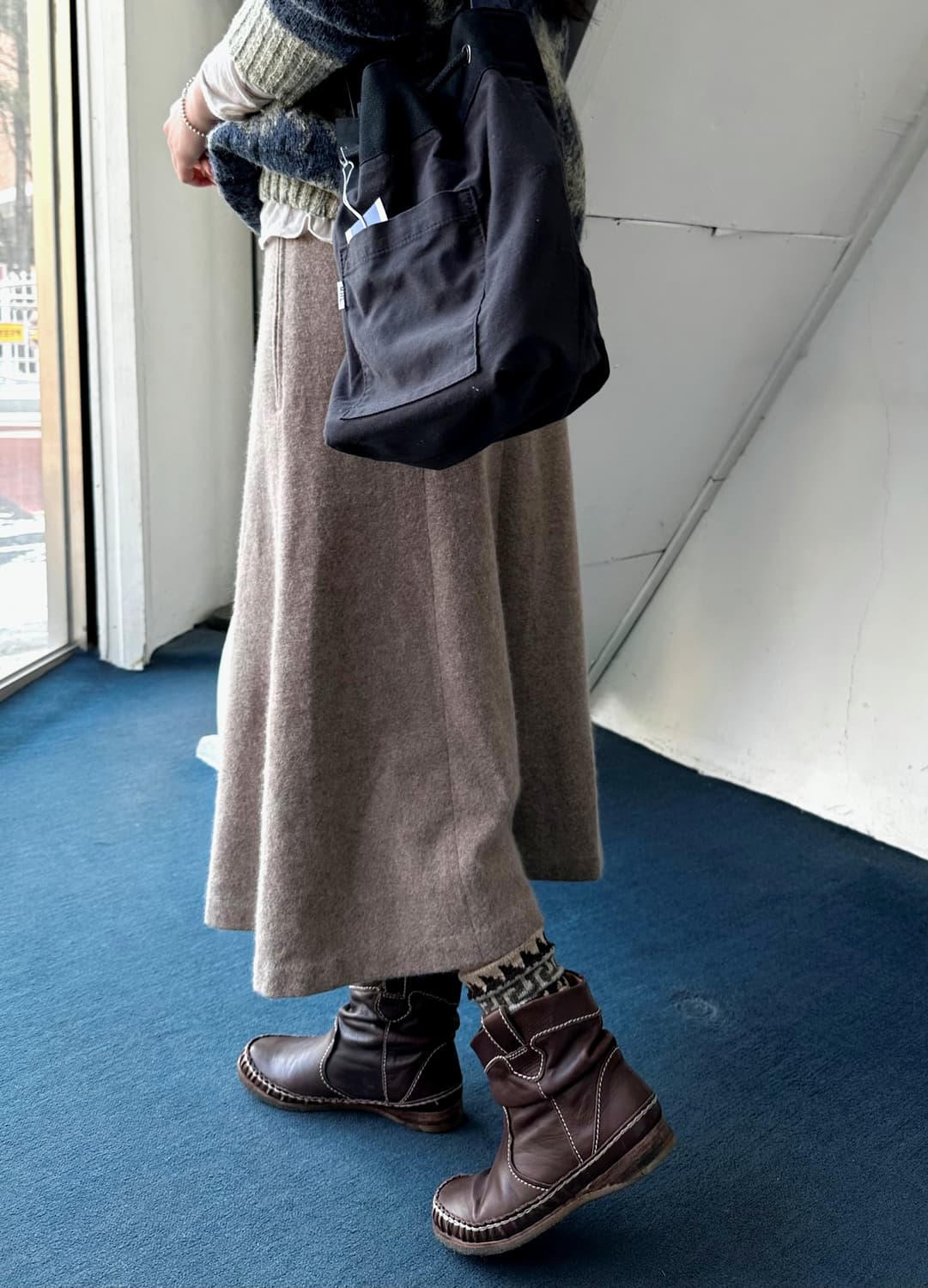 Wool blend felted fabric loose skirt 상품이미지4