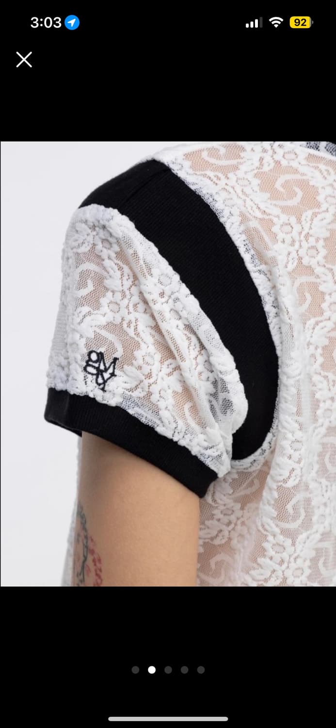 김미더영 레이스 믹스드 시스루 탑 상품이미지3