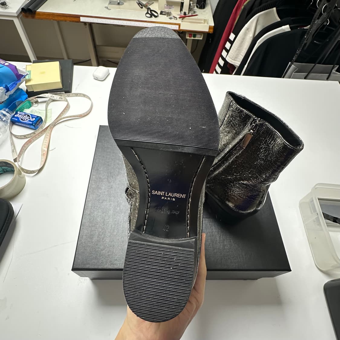 생로랑 16aw 메탈릭 실버 와이어트 부츠 42 상품이미지3