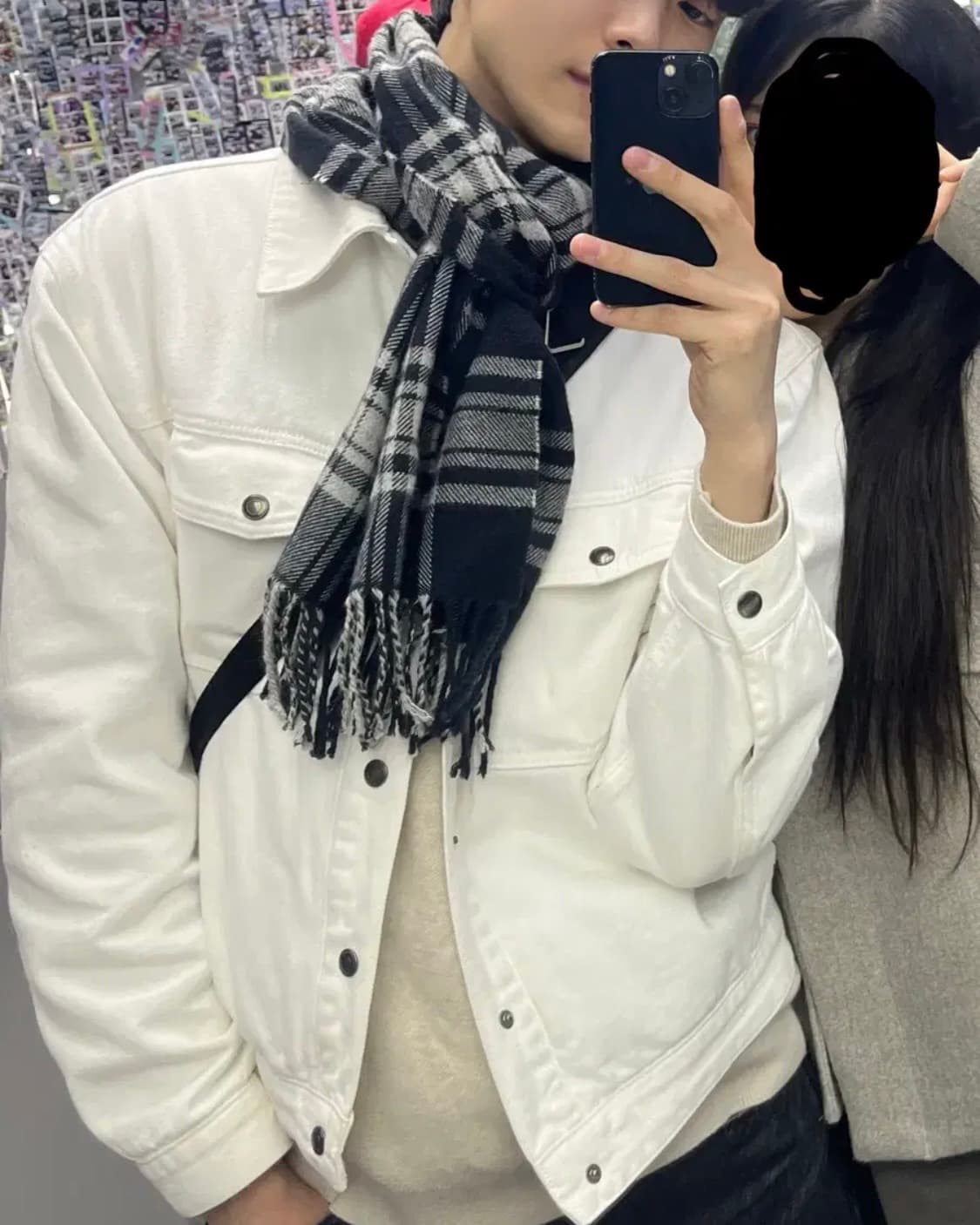 착샷 o) 비슬로우 스탠다드 트러커 자켓 화이트 L 상품이미지7