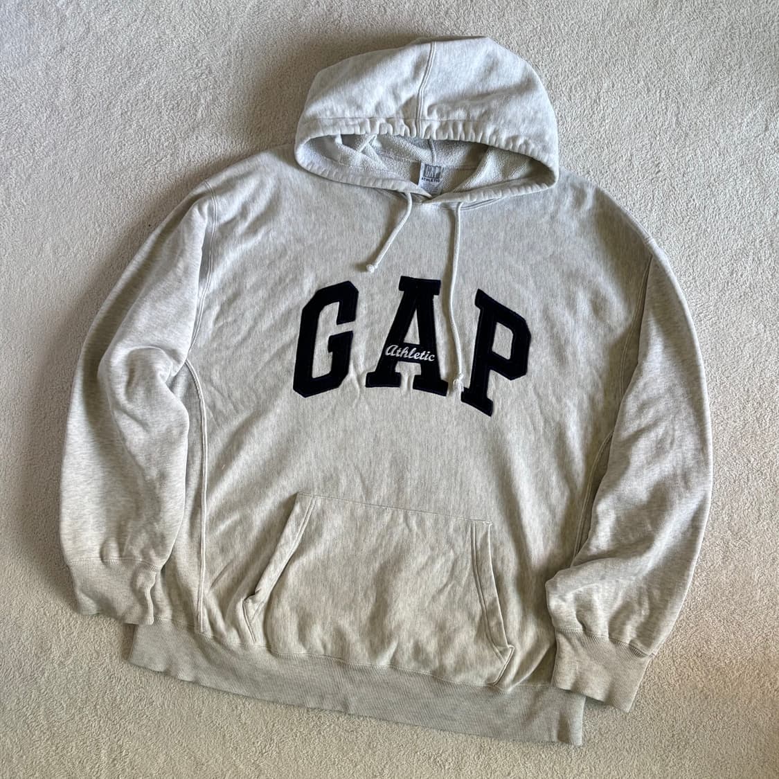 갭 GAP 애슬레틱 멜란지 오트밀 빅로고 오버핏 후드티 상품이미지1