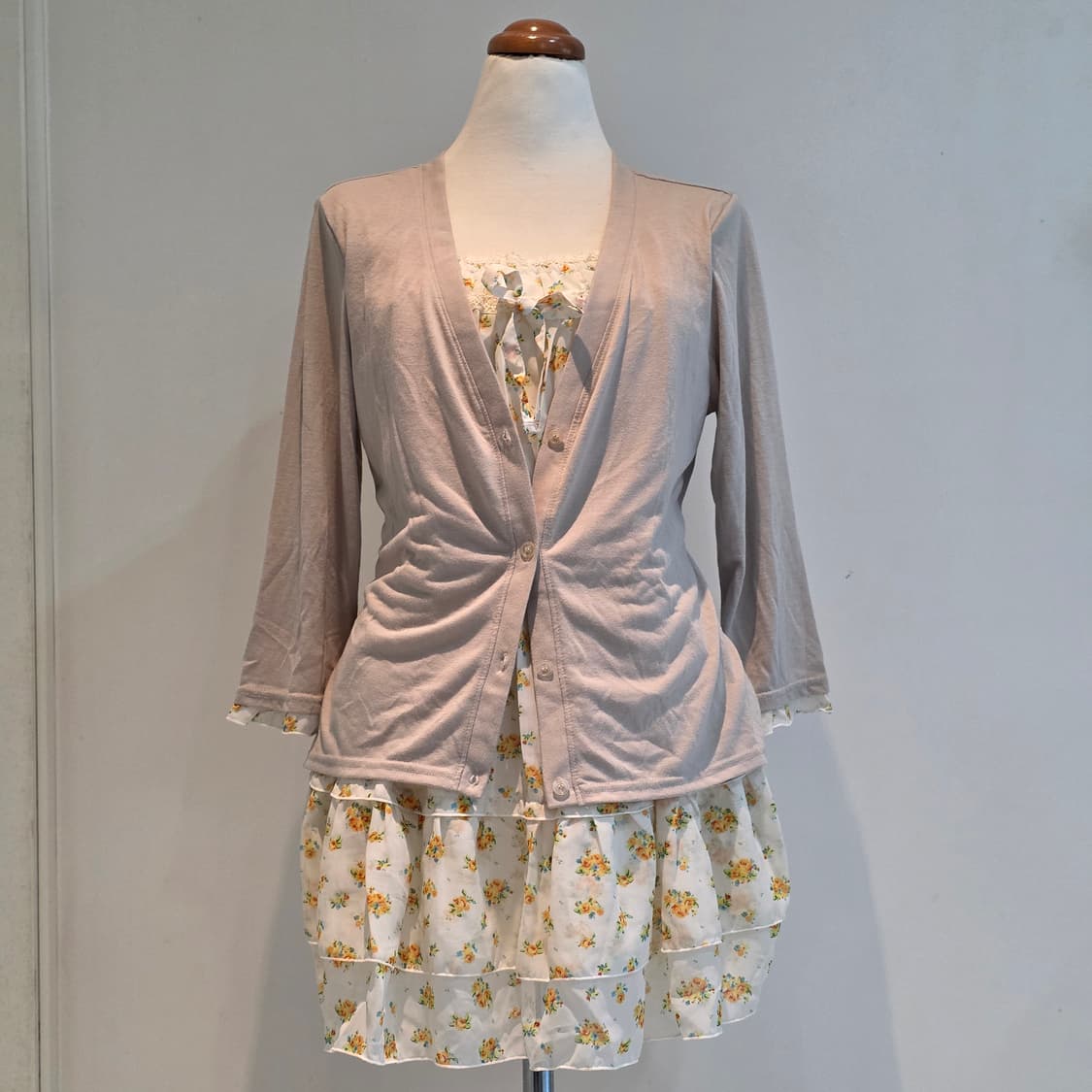 가디건+모리걸 플라워 캉캉 레이어드 원피스 일체형 상품이미지3