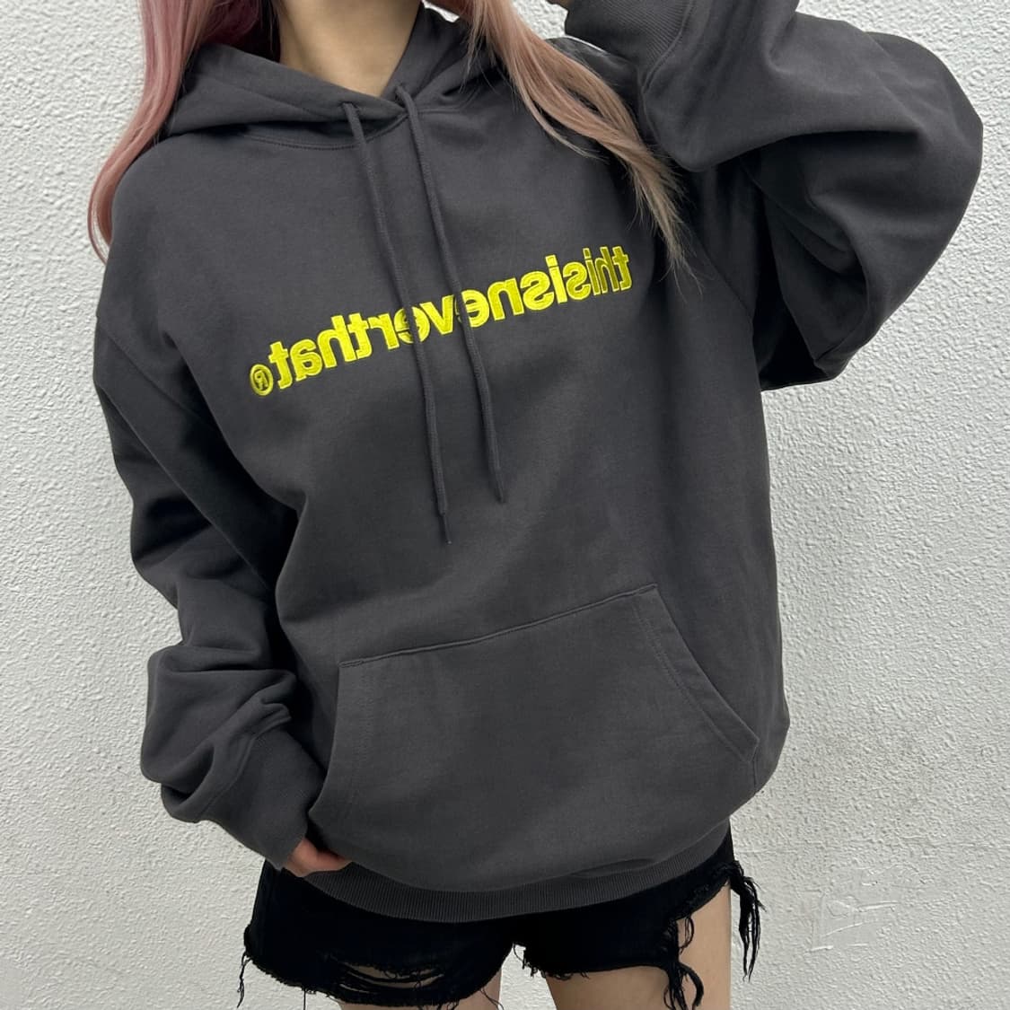 디스이즈네버댓 레몬 로고 그레이 후드 L 상품이미지1