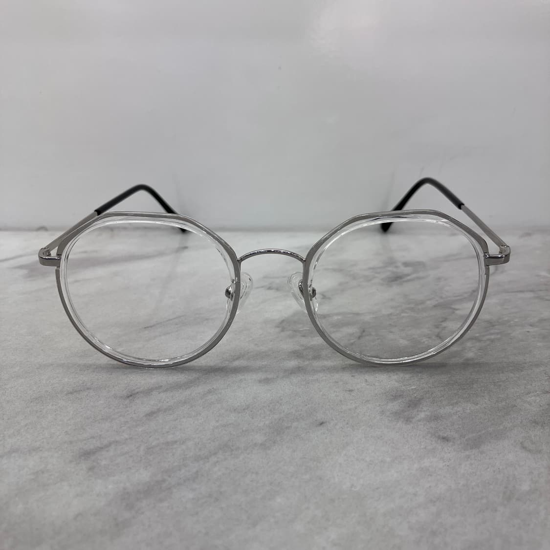C40 FZ 실버 클리어 라운드 콤비 메탈테 안경 상품이미지6