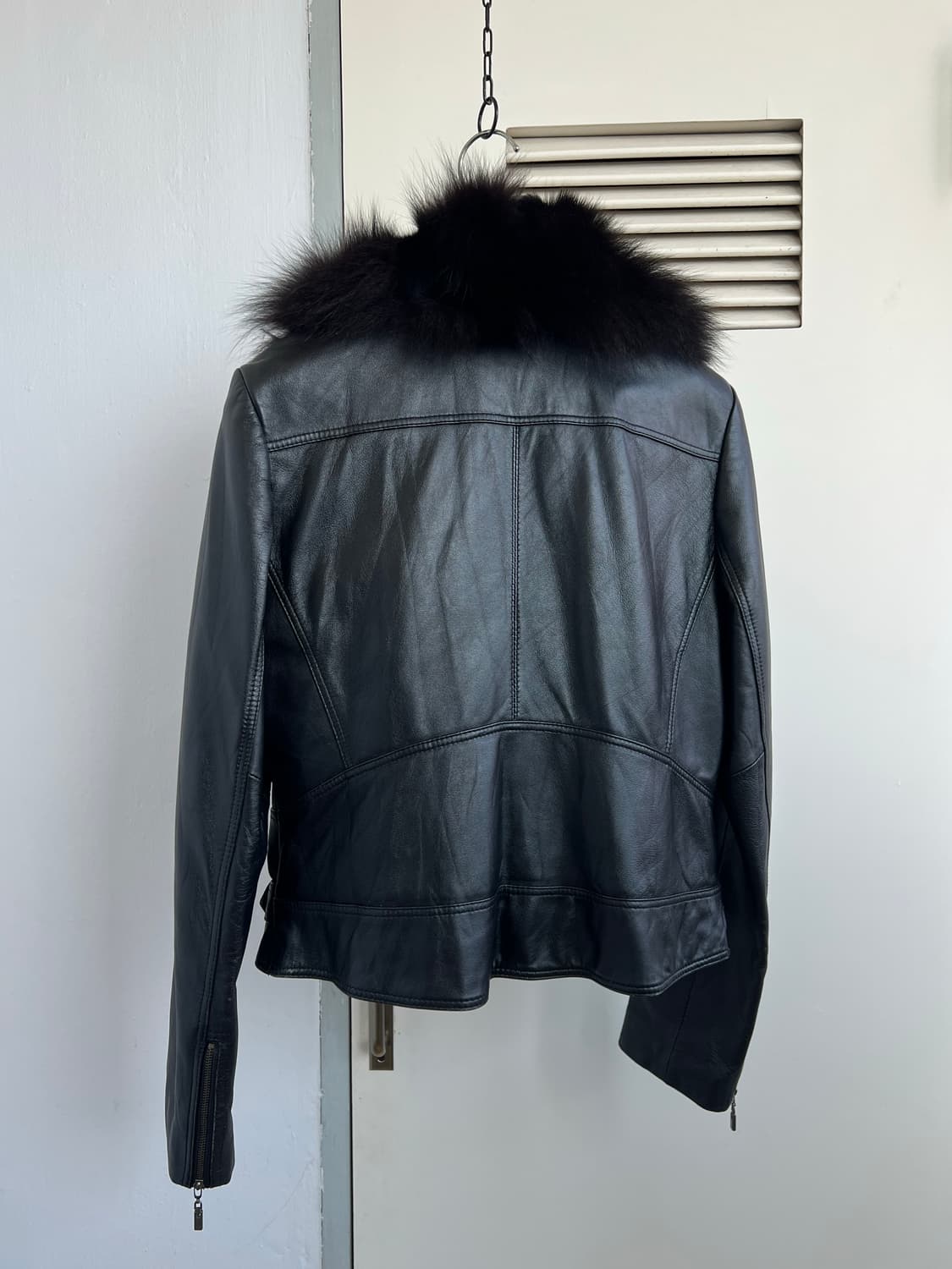 Collar Fur leather-jacket 상품이미지5