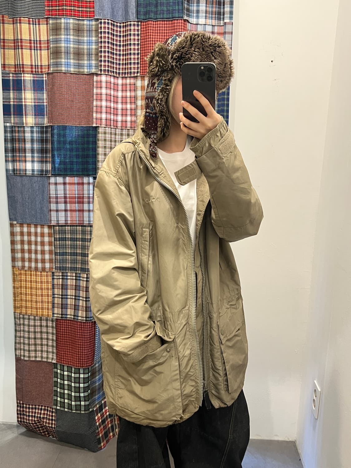 폴로 카키베이지 롱 바람막이 상품이미지2