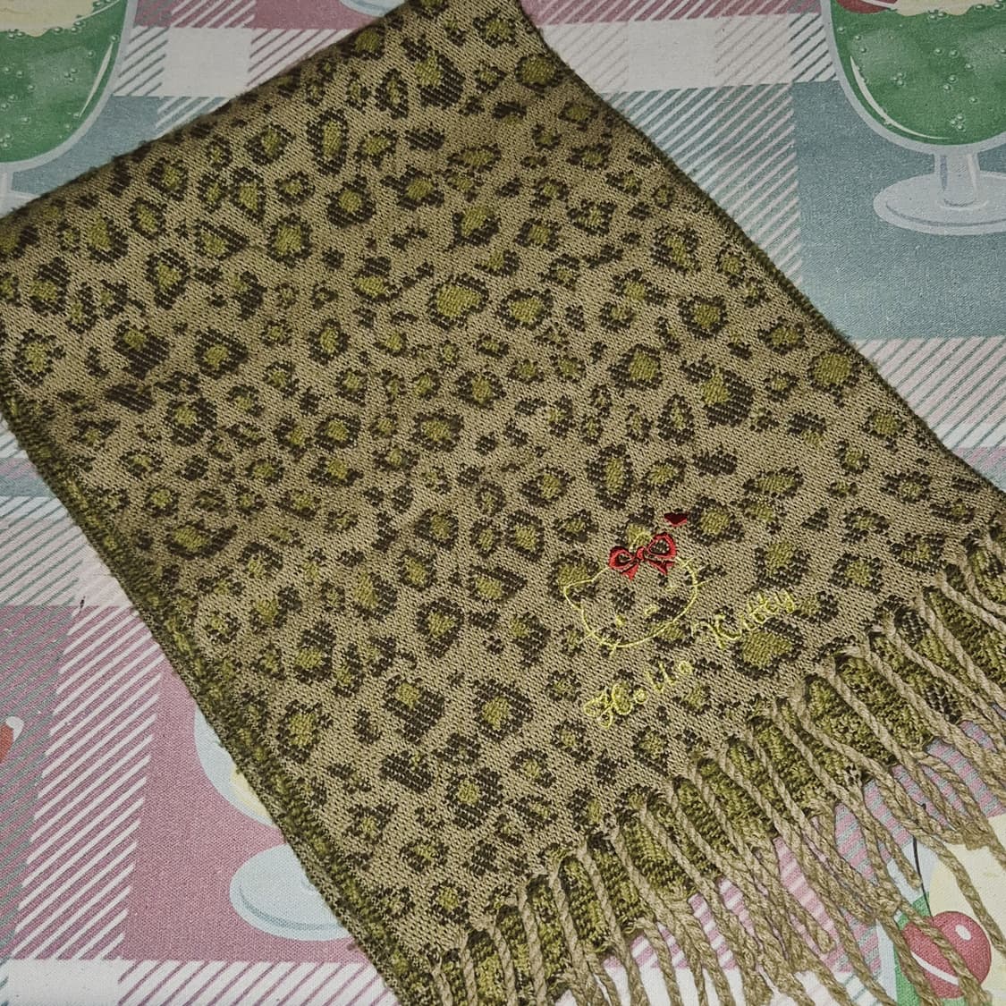 09s 레트로 키티 호피 니트 머플러 상품이미지6