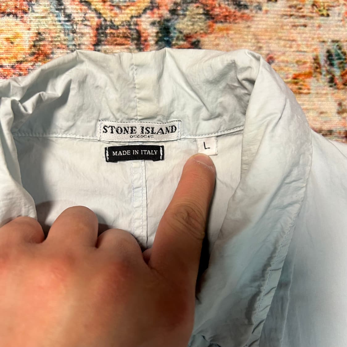 [XL] 00s 스톤아일랜드 아이스 블루 반팔 셔츠 상품이미지3
