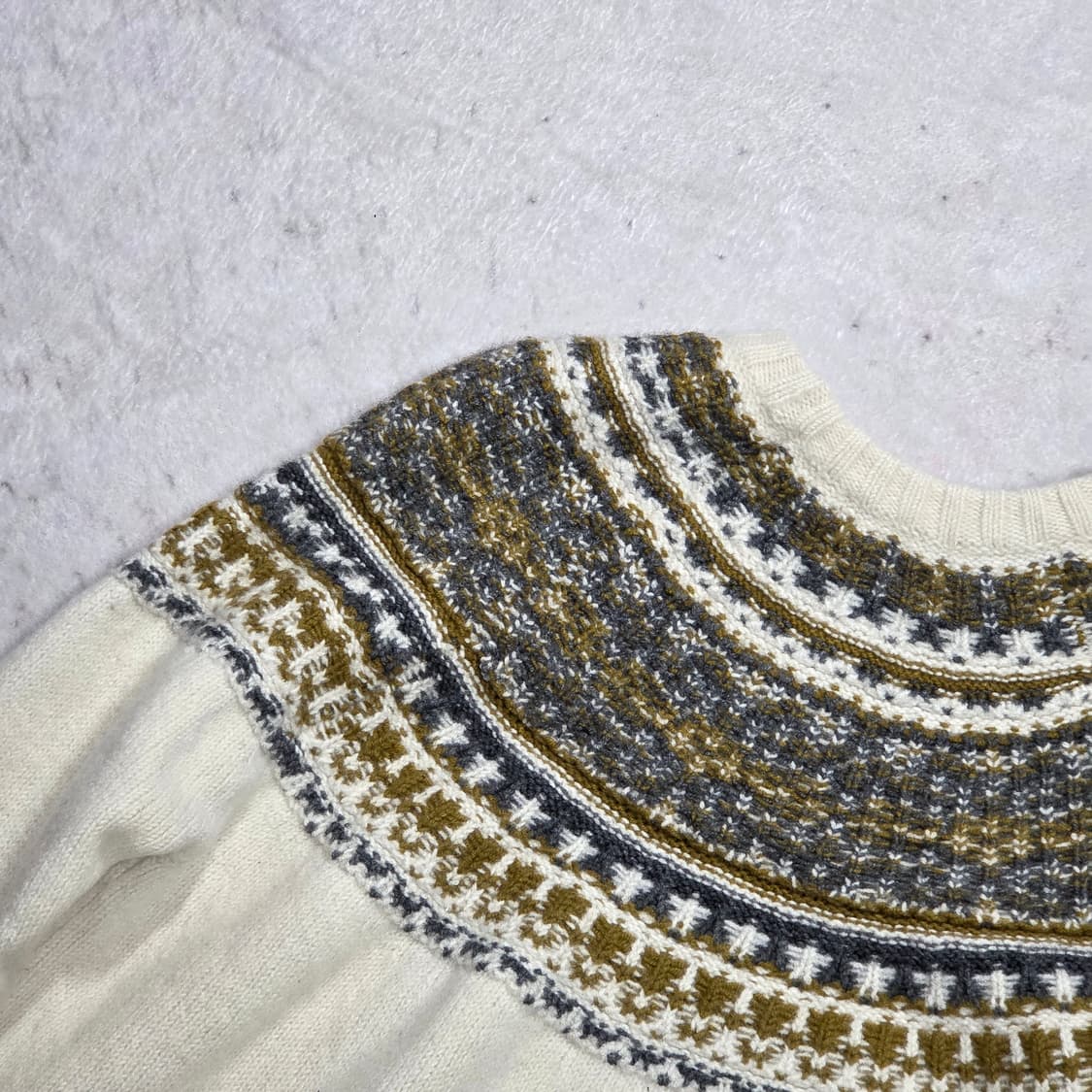 일본 빈티지 빔즈 화이트 패턴 니트 상품이미지5