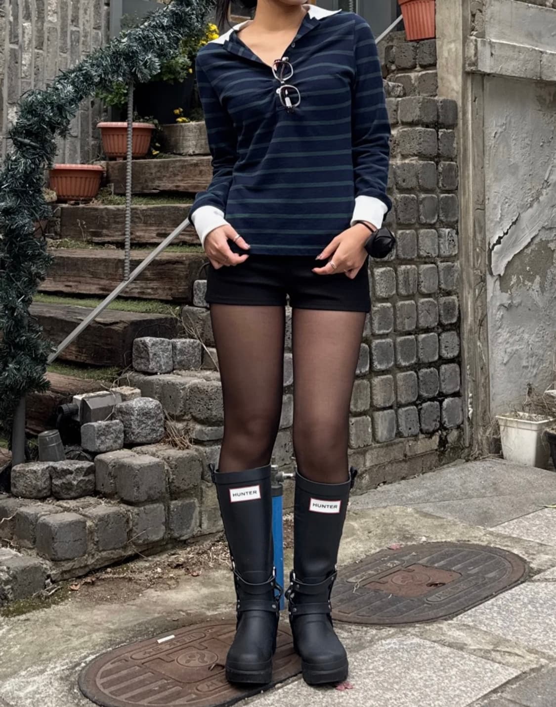 스컬프터 셔링 테니스 카라 셔츠 네이비/그린 상품이미지8