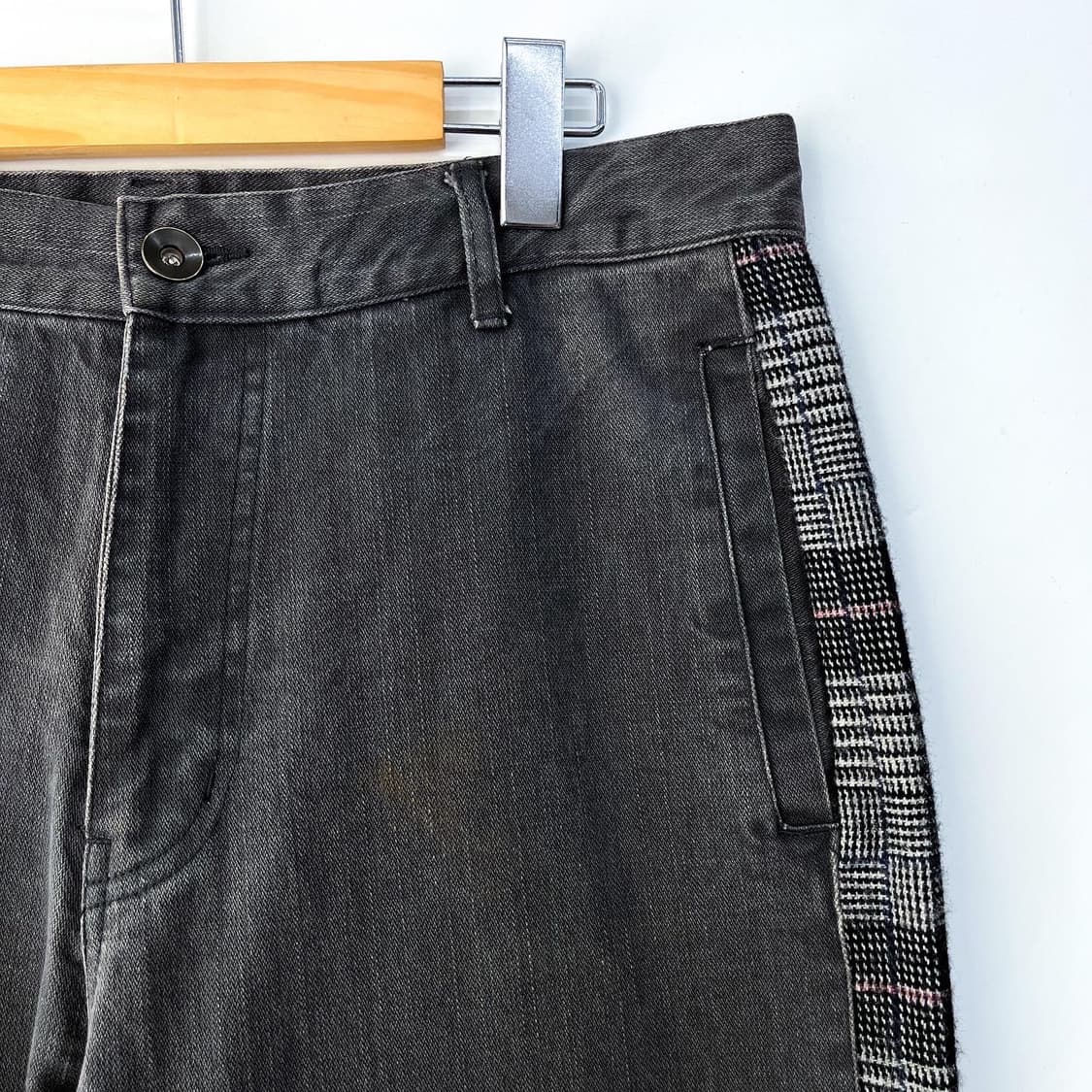 레후라 제팬 사이드 체크 패치 워크 데님 팬츠 상품이미지5