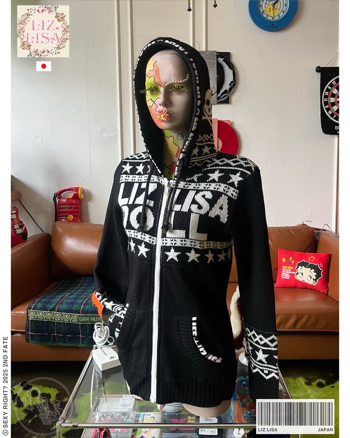 LIZ LISA Skull Lettering Knit Hood Zipup 상품이미지1