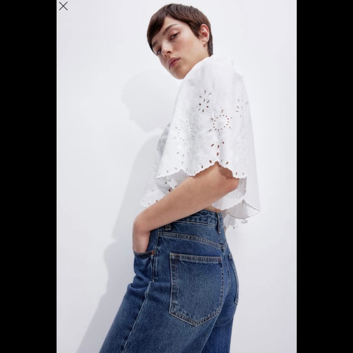 h&m 에이치앤엠 브로드리 앙글레즈 크롭트 블라우스 (새상품) 상품이미지8