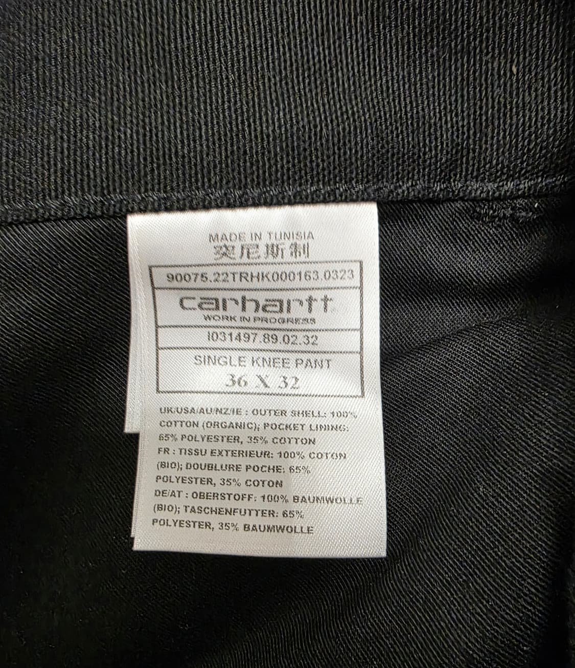 칼하트wip 싱글니 팬츠 블랙 36x32 사이즈 상품이미지4