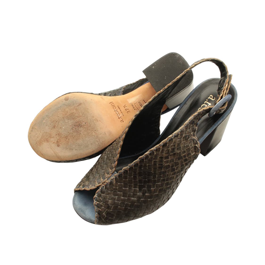 아테스토니 차콜그레이 위빙 레더 슬링백 슈즈 37반 상품이미지3