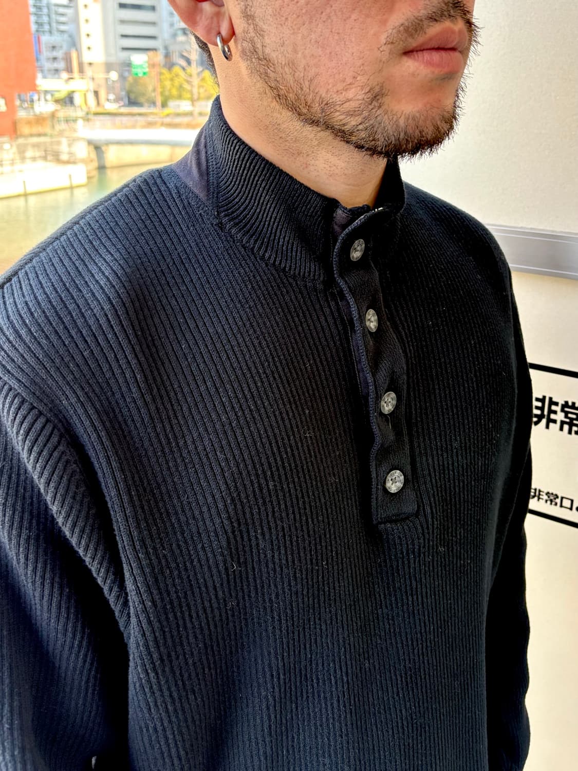 일본 브랜드 빈티지 반집업 블랙 니트 상품이미지3