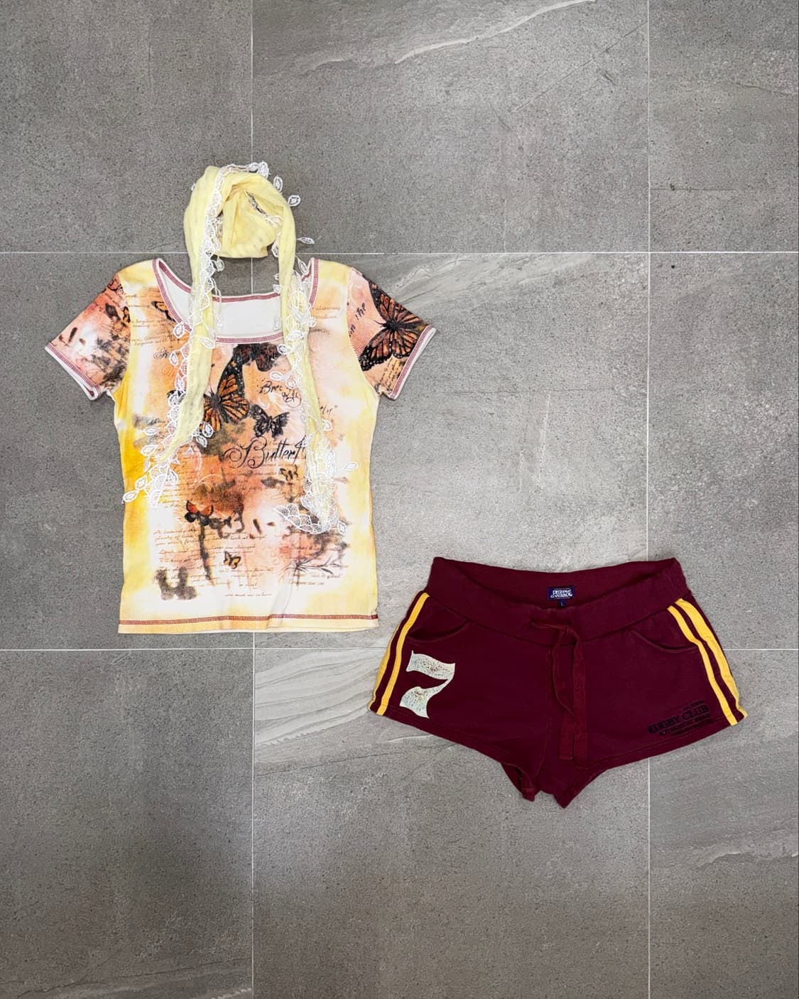 Lemon orange tie dye butterfly half t  상품이미지1